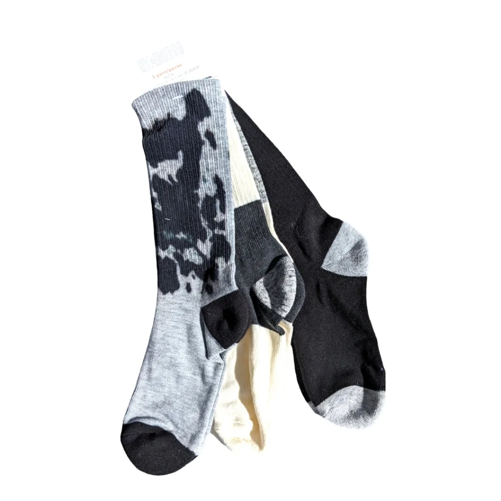 Gymboree Boys ✌️,Tie Dye,Mixmatch Black/Grey/Natural Socks (3) Pair